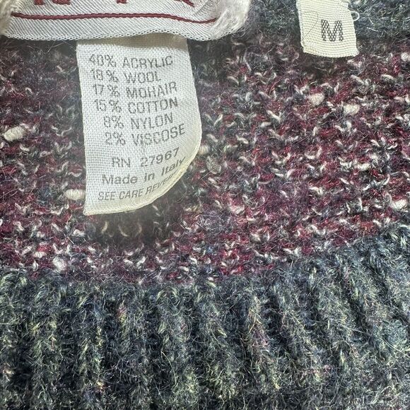 Vintage Racquet Men's Sweater Medium Gray Made in Italy Angora Wool Grandpacore - Picture 3 of 13